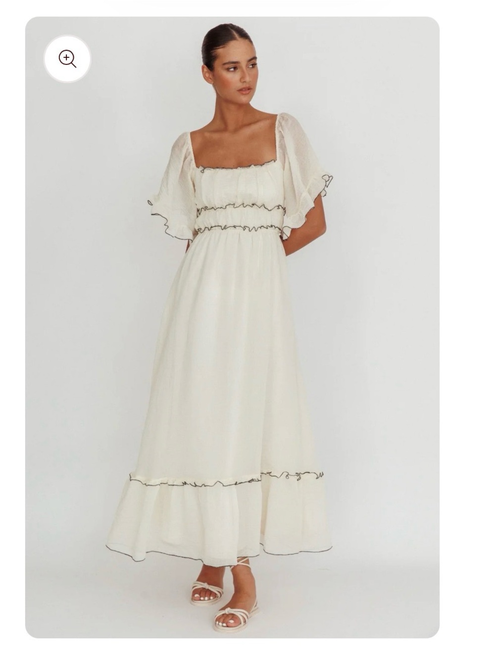 Selfie Leslie Cream Maxi Dress with Black Trim